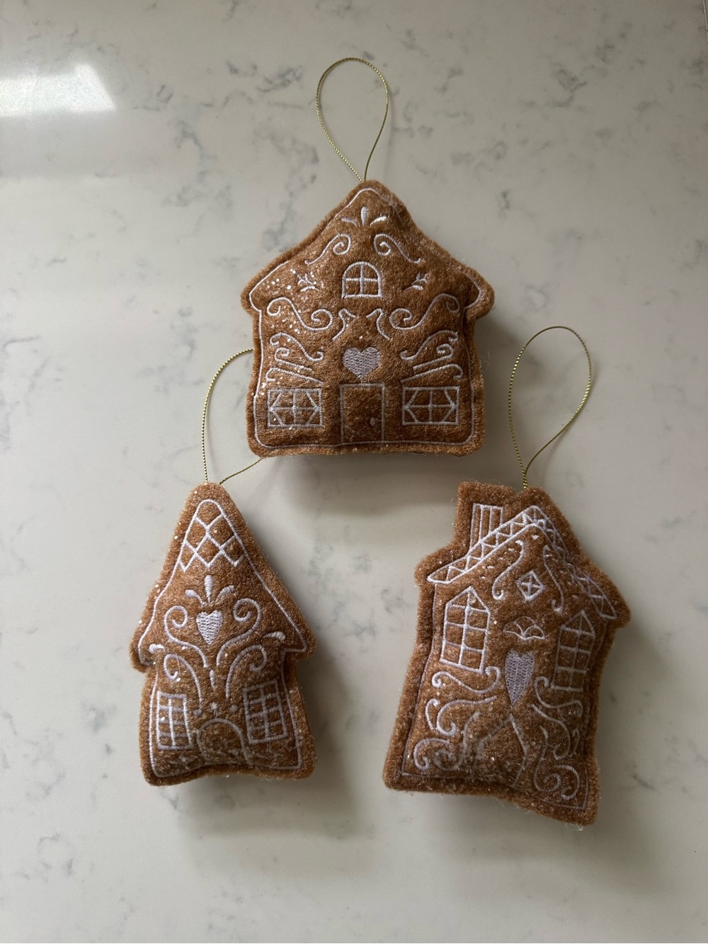 Gingerbread House Felt Ornaments - Brown Holiday Décor